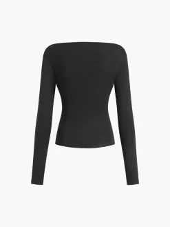 Discount Oblique Off-Shoulder Long Sleeve Blouse Sweater Tops|Blouses & Shirts