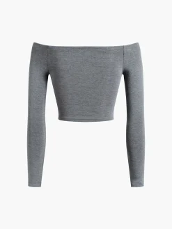 Off Shoulder Crop Long Sleeve Crop Shirt Sweater Tops|Crop Tops
