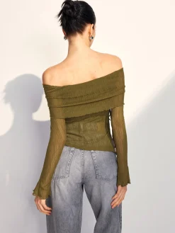 Online Off Shoulder Drawstring Blouse Blouses & Shirts|Tops