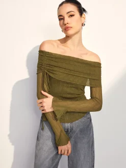 Online Off Shoulder Drawstring Blouse Blouses & Shirts|Tops