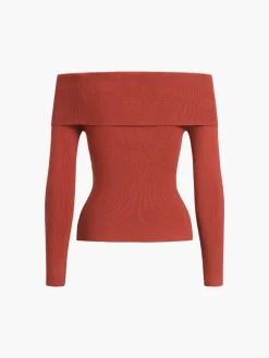 New Off Shoulder Overfold Long Sleeve Knit Top Sweater Tops|Sweaters & Cardigans