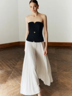 Hot Off Shoulder Pleated Long Dress White Dresses|Casual Dresses