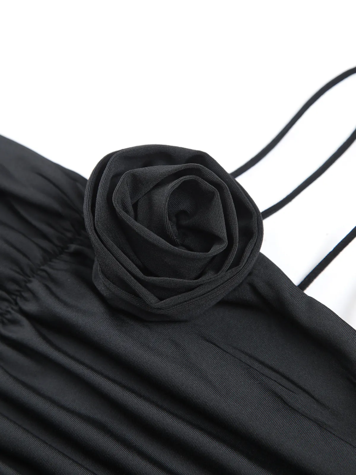 Clearance Off Shoulder Rose Decor Ruched Midi Dress Black Dresses|Work Dresses