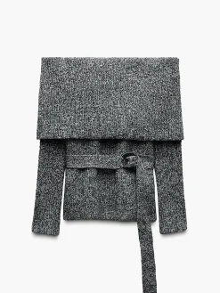 Best Off-Shoulder Belted Sweater Sweater Tops|Sweaters & Cardigans