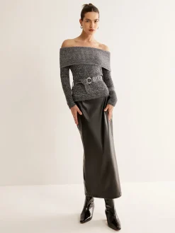 Best Off-Shoulder Belted Sweater Sweater Tops|Sweaters & Cardigans