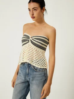 Sale Off-Shoulder Crochet Knit Top Sweater Vests|Sweaters & Cardigans