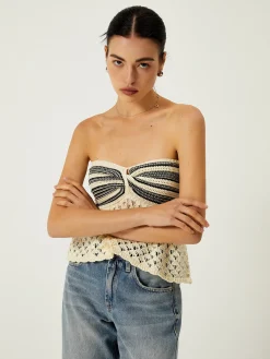 Sale Off-Shoulder Crochet Knit Top Sweater Vests|Sweaters & Cardigans