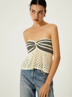 Sale Off-Shoulder Crochet Knit Top Sweater Vests|Sweaters & Cardigans