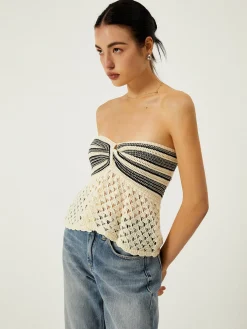 Sale Off-Shoulder Crochet Knit Top Sweater Vests|Sweaters & Cardigans