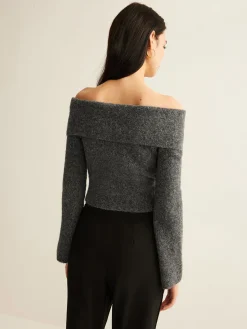 Hot Off-Shoulder Crop Knit Top Sweater Tops|Sweaters & Cardigans