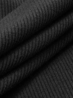 Online Off-Shoulder Flowy Knit Dress Black Dresses|Sweater Dresses