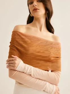 Discount Off-Shoulder Mesh Gradient Blouse Blouses & Shirts|Tops