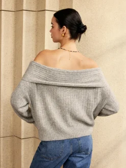 Outlet Off-Shoulder Plain Sweater Sweater Tops|Sweaters & Cardigans
