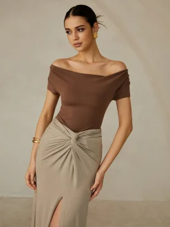 Hot Off-Shoulder Pleated Blouse Blouses & Shirts|Tops