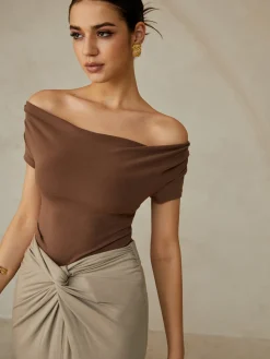 Hot Off-Shoulder Pleated Blouse Blouses & Shirts|Tops