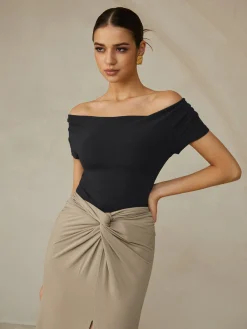 Hot Off-Shoulder Pleated Blouse Blouses & Shirts|Tops