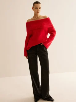 Sale Off-Shoulder Ribbed Sweater Sweater Tops|Sweaters & Cardigans