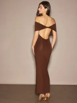 Clearance Off-Shoulder Ruched Slim Long Dress Cocktail & Party Dresses|Summer Dresses