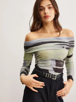 New Off-Shoulder Tye Dye Printed Blouse Blouses & Shirts|Tops