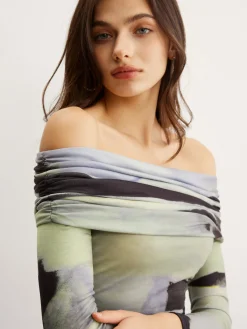 New Off-Shoulder Tye Dye Printed Blouse Blouses & Shirts|Tops