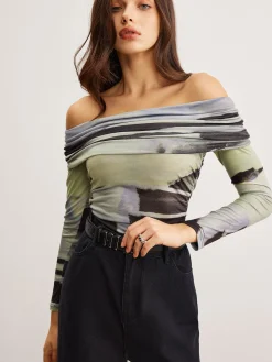 New Off-Shoulder Tye Dye Printed Blouse Blouses & Shirts|Tops