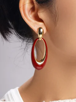 Online Oil Drop Oval Hoop Earrings Earrings|Accessories