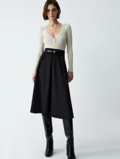 Sale Old Money Aesthetics Belted Skirt Skirts|Bottoms