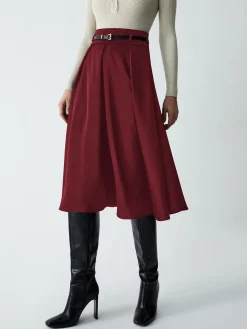 Sale Old Money Aesthetics Belted Skirt Skirts|Bottoms
