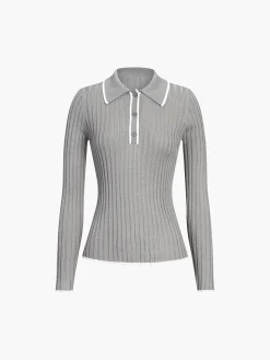 Outlet Old Money Aesthetics Polo Knit Top Sweater Tops|Sweaters & Cardigans