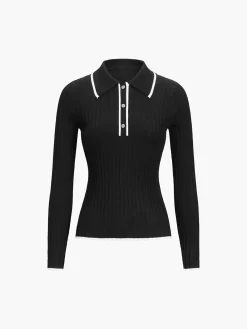 Outlet Old Money Aesthetics Polo Knit Top Sweater Tops|Sweaters & Cardigans