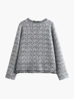 Hot Old Money Aesthetics Raw Hem Tweed Cardigan Cardigans|Sweaters & Cardigans
