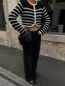 Old Money Aesthetics Stripe Cardigan Cardigans|Sweaters & Cardigans