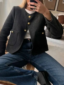 Best Old Money Aesthetics Tweed Blazer Outerwear|Blazers