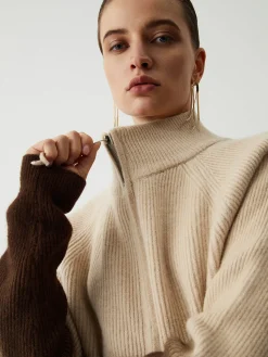 Online Ombre Double Zip Stand Collar Cardigan Cardigans|Sweaters & Cardigans