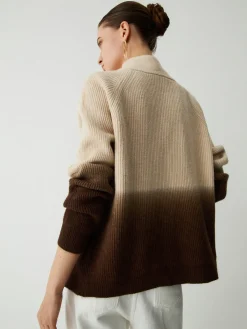 Online Ombre Double Zip Stand Collar Cardigan Cardigans|Sweaters & Cardigans