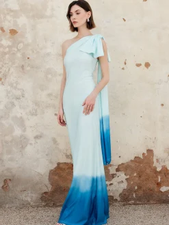 Best Ombre One Shoulder Long Dress Cocktail & Party Dresses|Vacation Dresses
