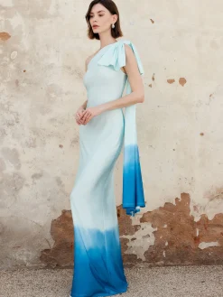Best Ombre One Shoulder Long Dress Cocktail & Party Dresses|Vacation Dresses
