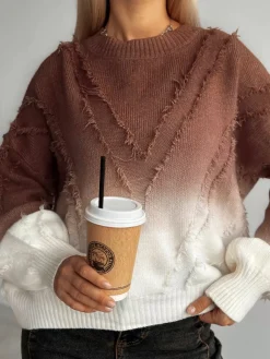 New Ombre Tassel Piping Sweater Knitwear|Tops