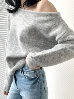 Sale One Shoulder Asymmetric Sweater Sweater Tops|Sweaters & Cardigans