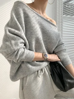 Sale One Shoulder Asymmetric Sweater Sweater Tops|Sweaters & Cardigans