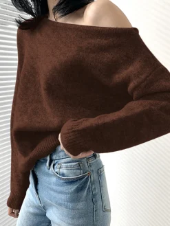 Sale One Shoulder Asymmetric Sweater Sweater Tops|Sweaters & Cardigans