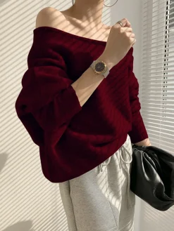 Sale One Shoulder Asymmetric Sweater Sweater Tops|Sweaters & Cardigans