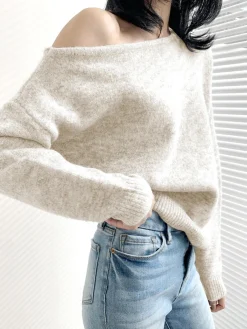Sale One Shoulder Asymmetric Sweater Sweater Tops|Sweaters & Cardigans
