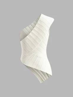 Discount One Shoulder Asymmetrical Ribbed Tank Top Tank Tops & Camis|Tops