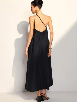 Outlet One Shoulder Backless Long Dress Black Dresses|Vacation Dresses
