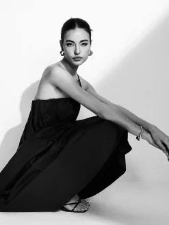 Outlet One Shoulder Backless Long Dress Black Dresses|Vacation Dresses