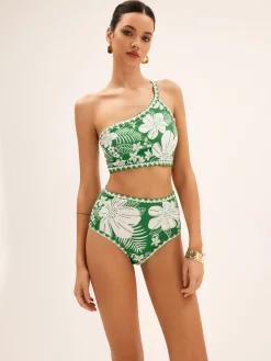 Clearance One Shoulder Floral Bikini Set Swimwear|Tops