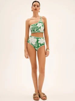 Clearance One Shoulder Floral Bikini Set Swimwear|Tops