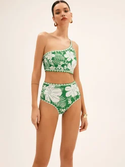Clearance One Shoulder Floral Bikini Set Swimwear|Tops