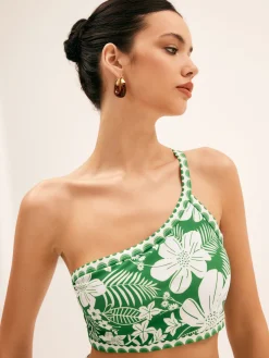Clearance One Shoulder Floral Bikini Set Swimwear|Tops